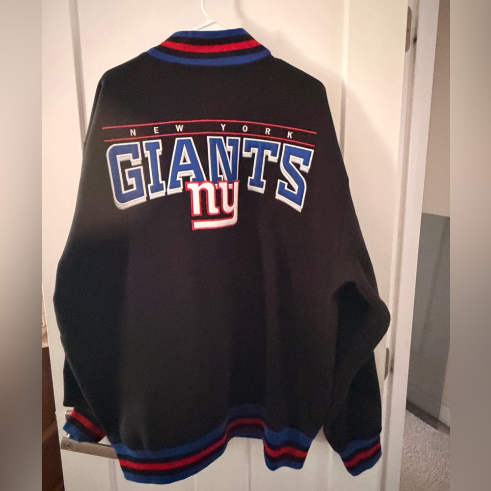 NFL New York Giants Black Jacket with Blue & Red Trim